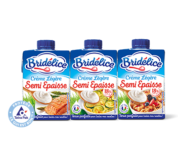 BRIDELICE - CREME LEGERE SEMI-EPAISSE 18% MG UHT 3 briques de 20cl