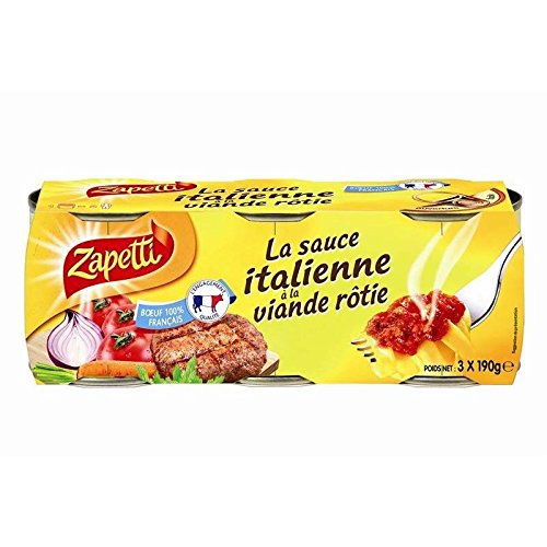 ZAPETTI - SAUCE ITALIENNE A LA VIANDE ROTIE 3 boites de 190g