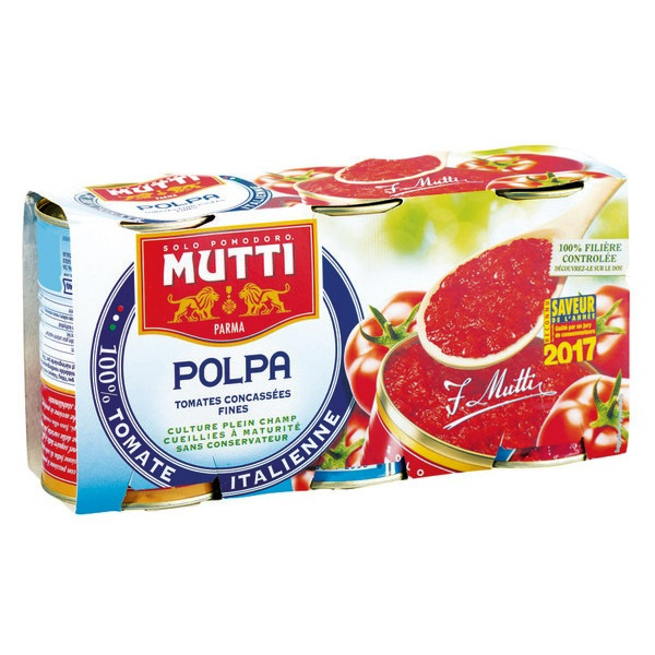 MUTTI - PULPE DE TOMATES CONCASSEES FINES 3 boites de 400g