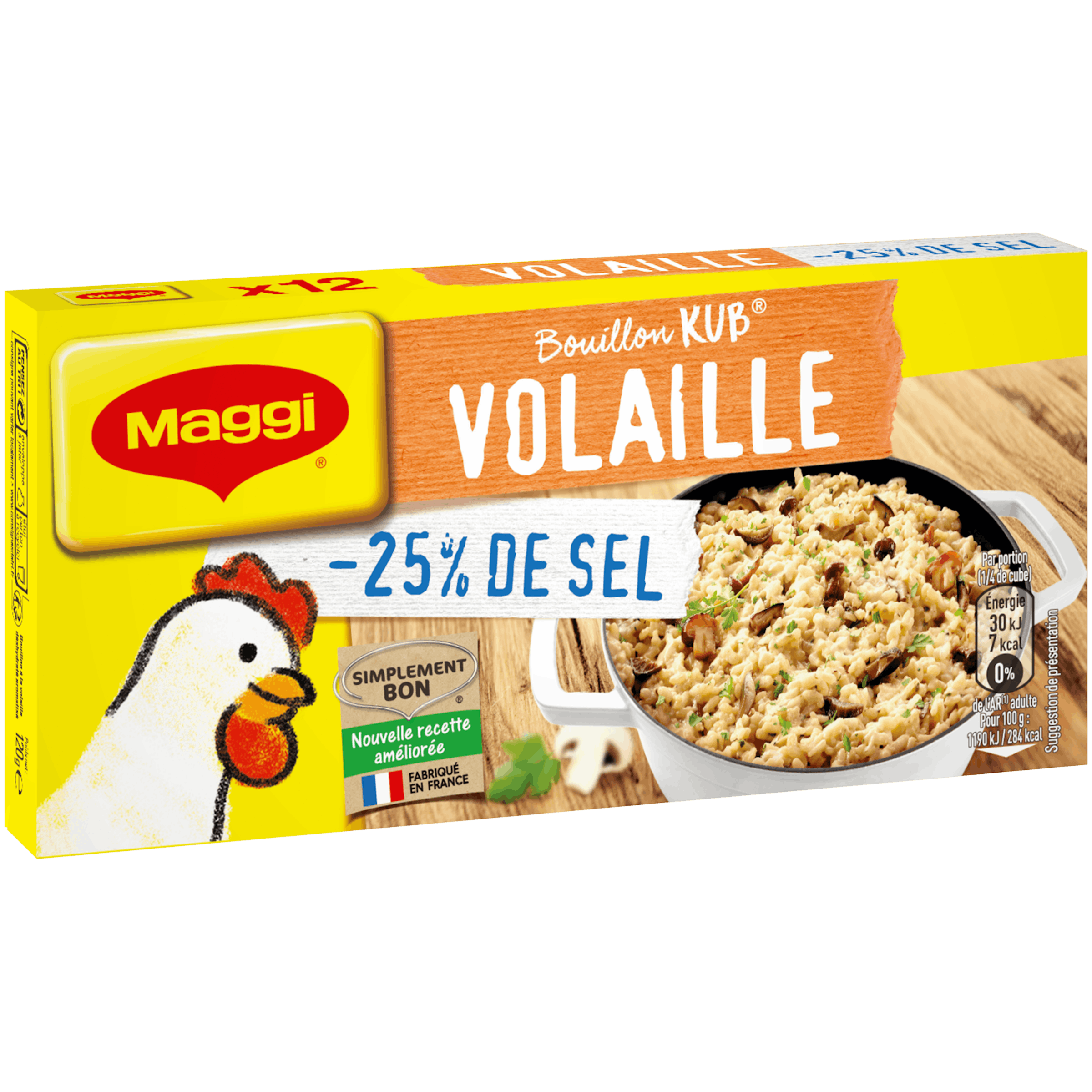 MAGGI - BOUILLON KUB DE VOLAILLE REDUIT EN SEL Boite de 12 tablettes