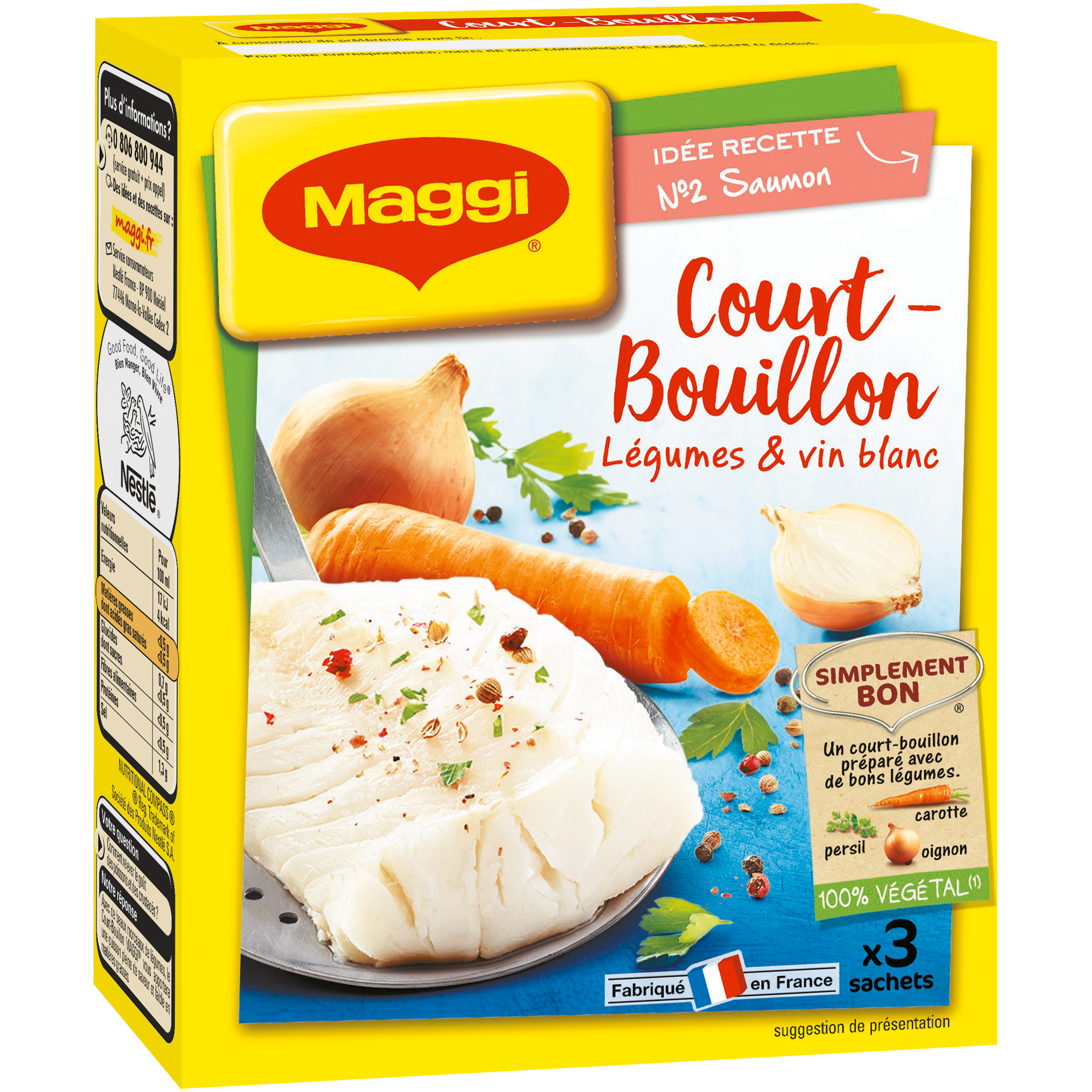 MAGGI - COURT-BOUILLON LEGUMES ET VIN BLANC Boite de 3 sachets