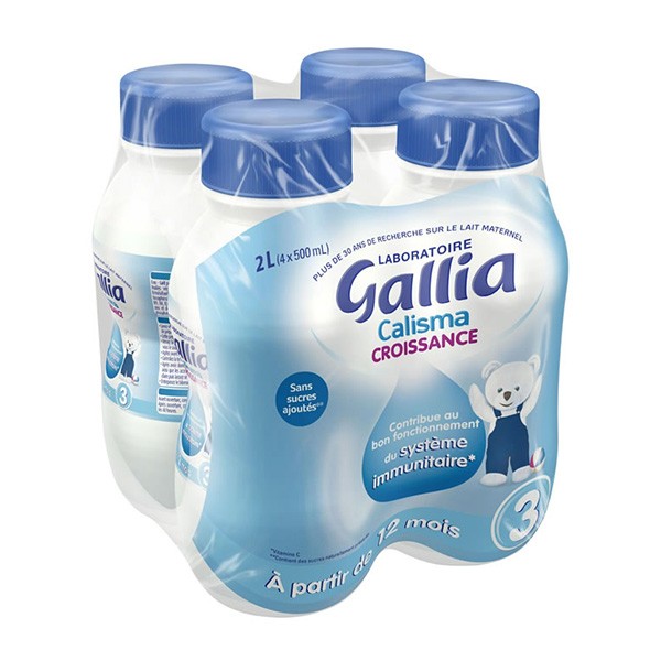GALLIA - LAIT DE CROISSANCE LIQUIDE CALISMA Pack de 4 bouteilles de 500ml