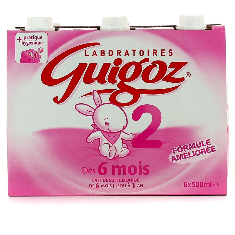 GUIGOZ - LAIT LIQUIDE BEBE 2ème AGE Pack de 6 briques de 500ml