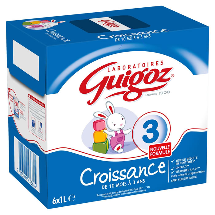 GUIGOZ - LAIT LIQUIDE BEBE DE CROISSANCE Pack de 6 briques de 1L