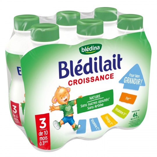 BLEDINA - LAIT LIQUIDE DE CROISSANCE BLEDILAIT Pack de 6 bouteilles de 1L