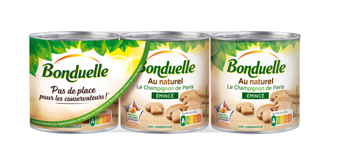 BONDUELLE - CHAMPIGNONS DE PARIS EMINCES AU NATUREL 3 boites de 195g