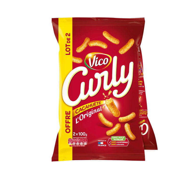VICO - BISCUITS APERITIF CACAHUETE CURLY 2 sachets de 100g