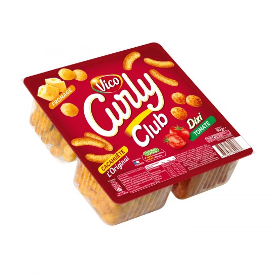 VICO - BISCUITS APERITIF CACAHUETE ASSORTIS CURLY Barquette de 90g