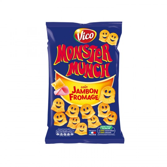 VICO - BISCUITS APERITIF SALES GOÛT JAMBON FROMAGE MONSTER MUNCH Paquet de 85g
