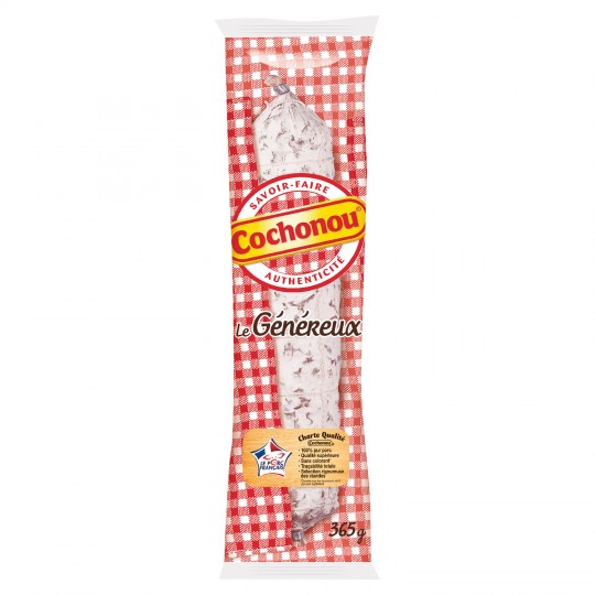 COCHONOU - SAUCISSON SEC PUR PORC LE GENEREUX Sachet de 365g