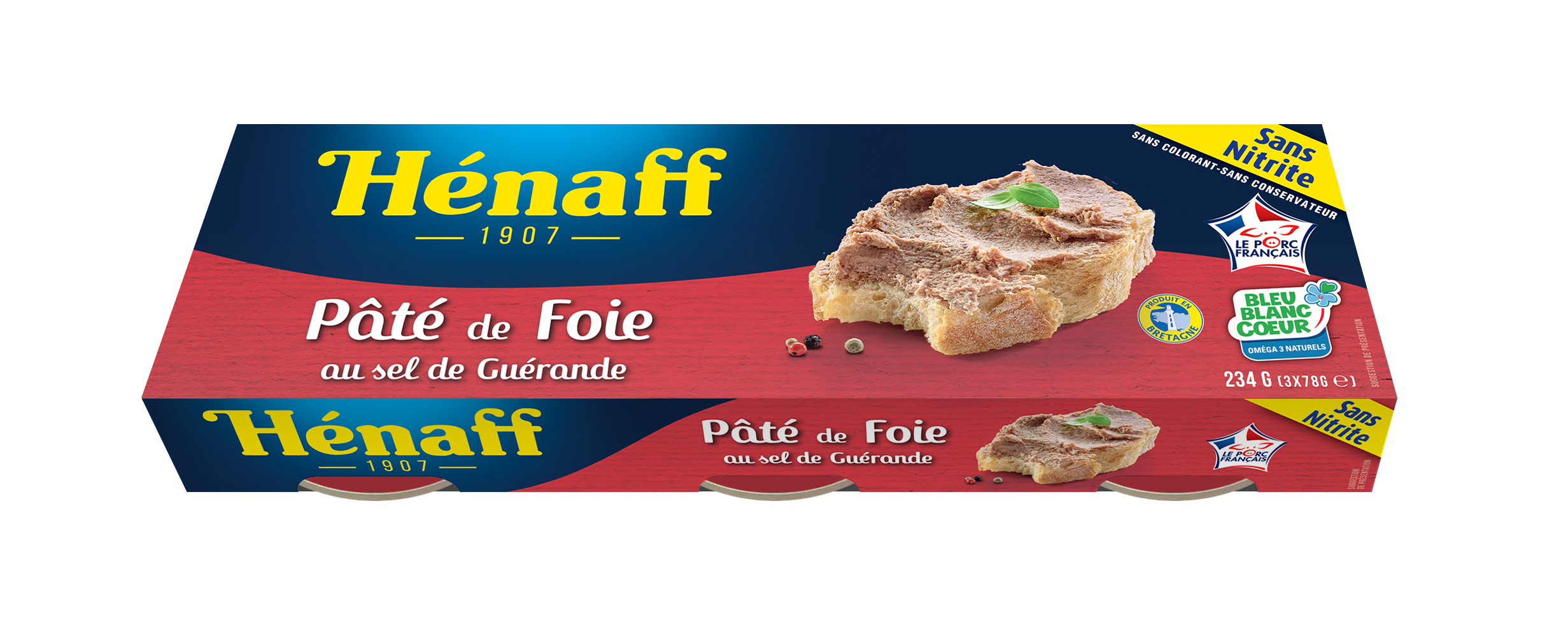 HENAFF - PÂTE DE FOIE 3 boites de 78g