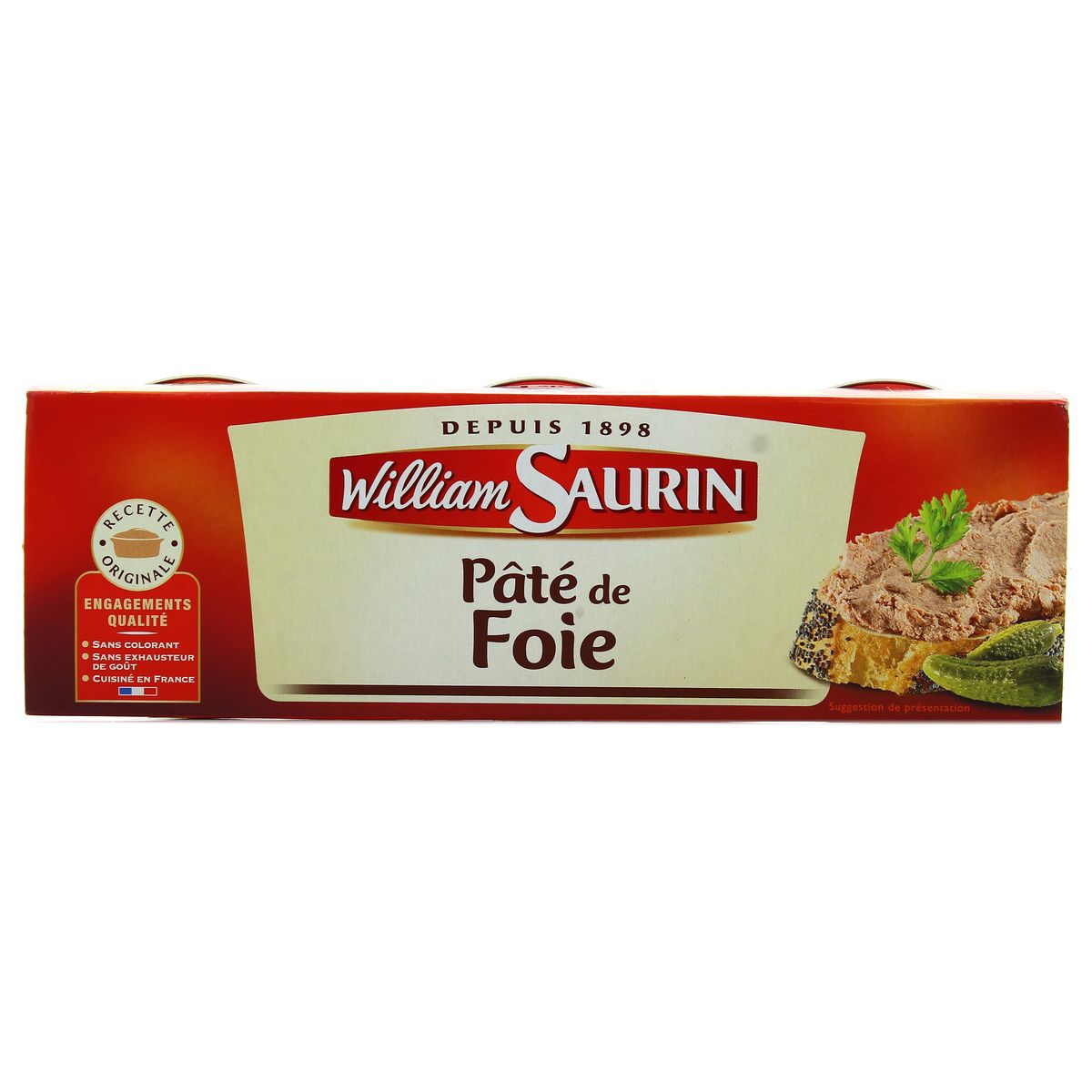 WILLIAM SAURIN - PÂTE DE FOIE 3 boites de 78g