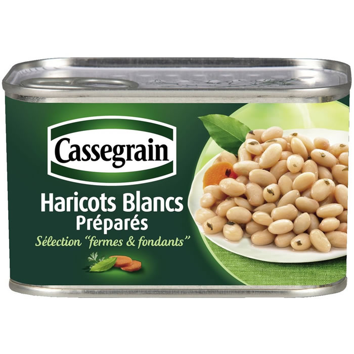 CASSEGRAIN - HARICOTS BLANCS FERMES ET FONDANTS Boite de 250g net égoutté