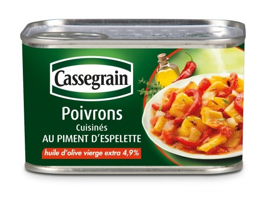 CASSEGRAIN - POIVRONS AU PIMENT D\'ESPELETTE Boite de 375g