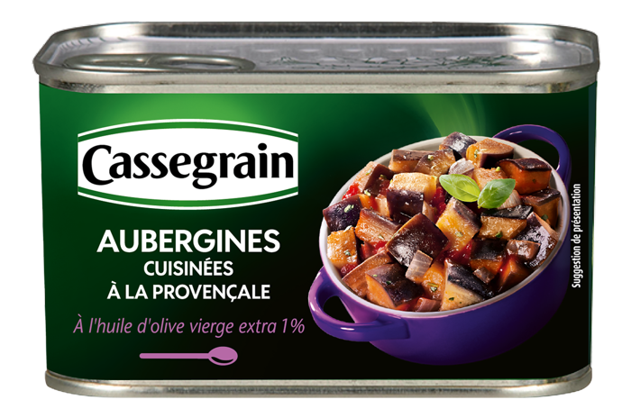 CASSEGRAIN - AUBERGINES CUISINEES A LA PROVENCALE Boite de 185g, 375g ou 660g