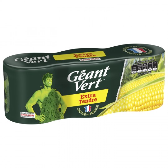 GEANT VERT - MAÏS DOUX EXTRA TENDRE 3 boites de 140g net égoutté