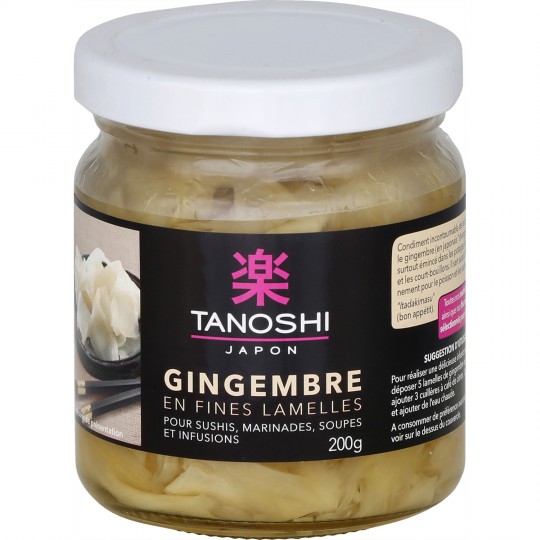 TANOSHI - GINGEMBRE FINES LAMELLES Pot de 100g net égoutté