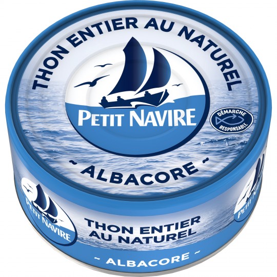 PETIT NAVIRE - THON ENTIER AU NATUREL ALBACORE Boite de 185g net égoutté