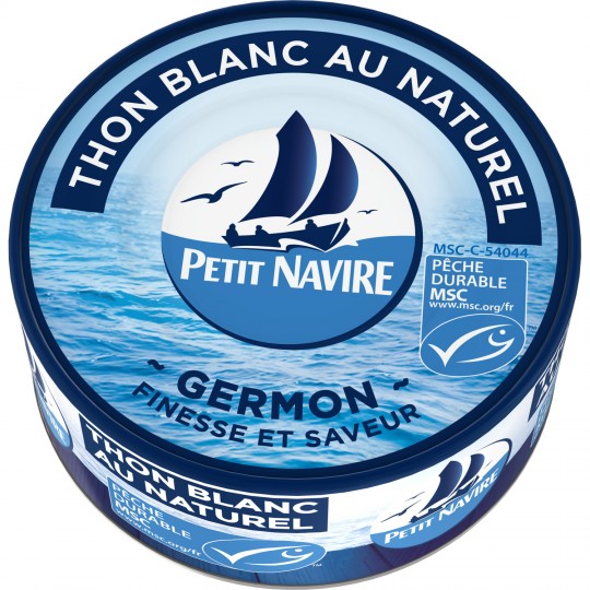 PETIT NAVIRE - THON BLANC AU NATUREL GERMON Boite de 112g net égoutté