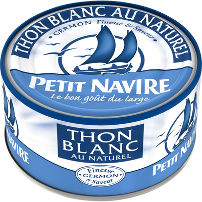 PETIT NAVIRE - THON BLANC AU NATUREL GERMON Boite de 140g net égoutté