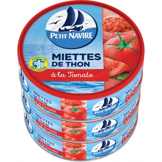 PETIT NAVIRE - MIETTES DE THON A LA TOMATE 3 boites de 52g net égoutté