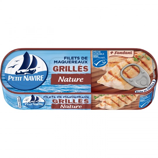 PETIT NAVIRE - FILETS DE MAQUEREAUX NATURE LE GRILLE Boite de 110g