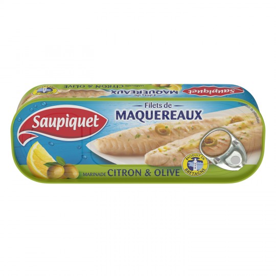 SAUPIQUET - FILETS DE MAQUEREAUX CITRON ET OLIVE Boite de 176g