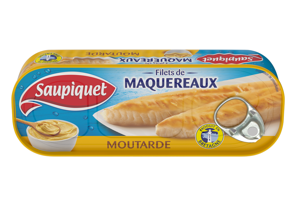 SAUPIQUET - FILETS DE MAQUEREAUX A LA MOUTARDE Boite de 169g