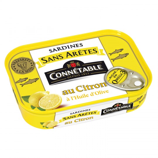 CONNETABLE - SARDINES SANS ARÊTE AU CITRON Boite de 98g net égoutté