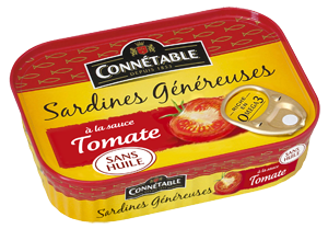 CONNETABLE - SARDINES GENEREUSES A LA TOMATE SANS HUILE Boite de 140g