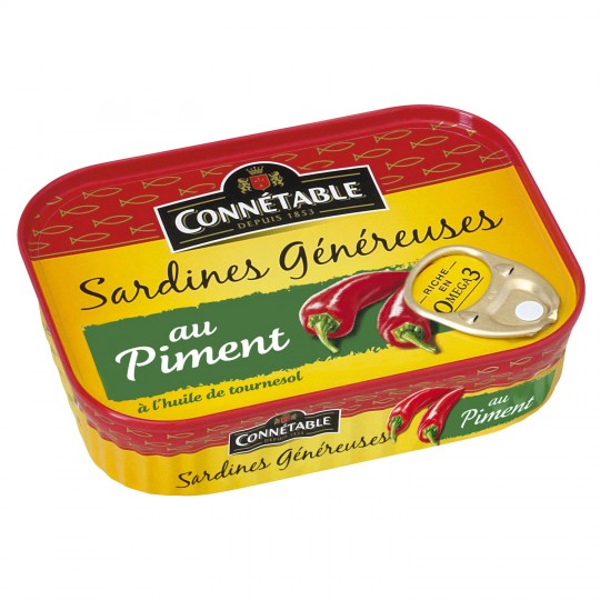 CONNETABLE - SARDINES GENEREUSES AU PIMENT Boite de 140g