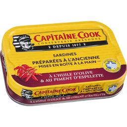 CAPITAINE COOK - SARDINES HUILE D\'OLIVE ET PIMENT D\'ESPELETTE Boite de 115g
