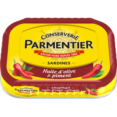 PARMENTIER - SARDINES A L\'HUILE D\'OLIVE ET PIMENT Boite de 135g
