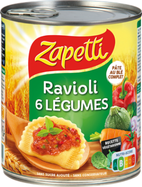ZAPETTI - RAVIOLI 6 LEGUMES Boite de 800g