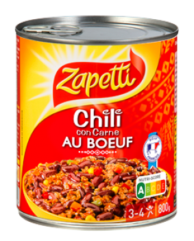ZAPETTI - CHILI CON CARNE AU BŒUF Boite de 400g ou 800g