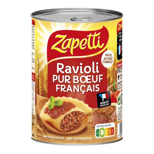 ZAPETTI - RAVIOLI PUR BŒUF FRANCAIS Boite de 400g, 800g ou 1200g