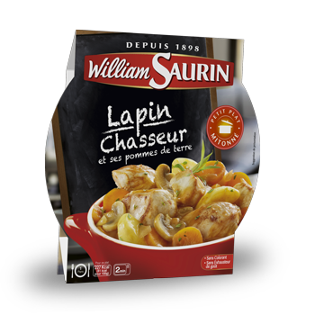 WILLIAM SAURIN - LAPIN CHASSEUR ET POMMES DE TERRE Assiette de 280g.