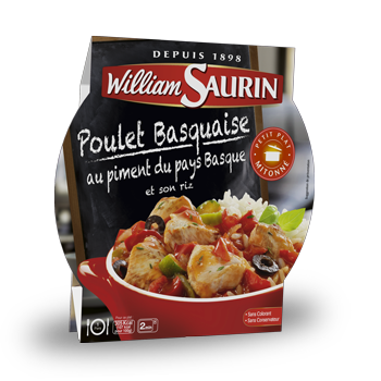 WILLIAM SAURIN - POULET BASQUAISE AU PIMENT DU PAYS BASQUE Assiette de 285g.