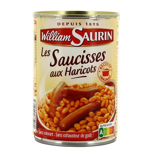 WILLIAM SAURIN - SAUCISSES AUX HARICOTS Boite de 420g