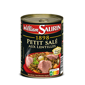 WILLIAM SAURIN - PETIT SALE AUX LENTILLES 1898 Boite de 420g ou 840g.