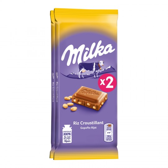MILKA - CHOCOLAT AU LAIT RIZ CROUSTILLANT 2 x 100g