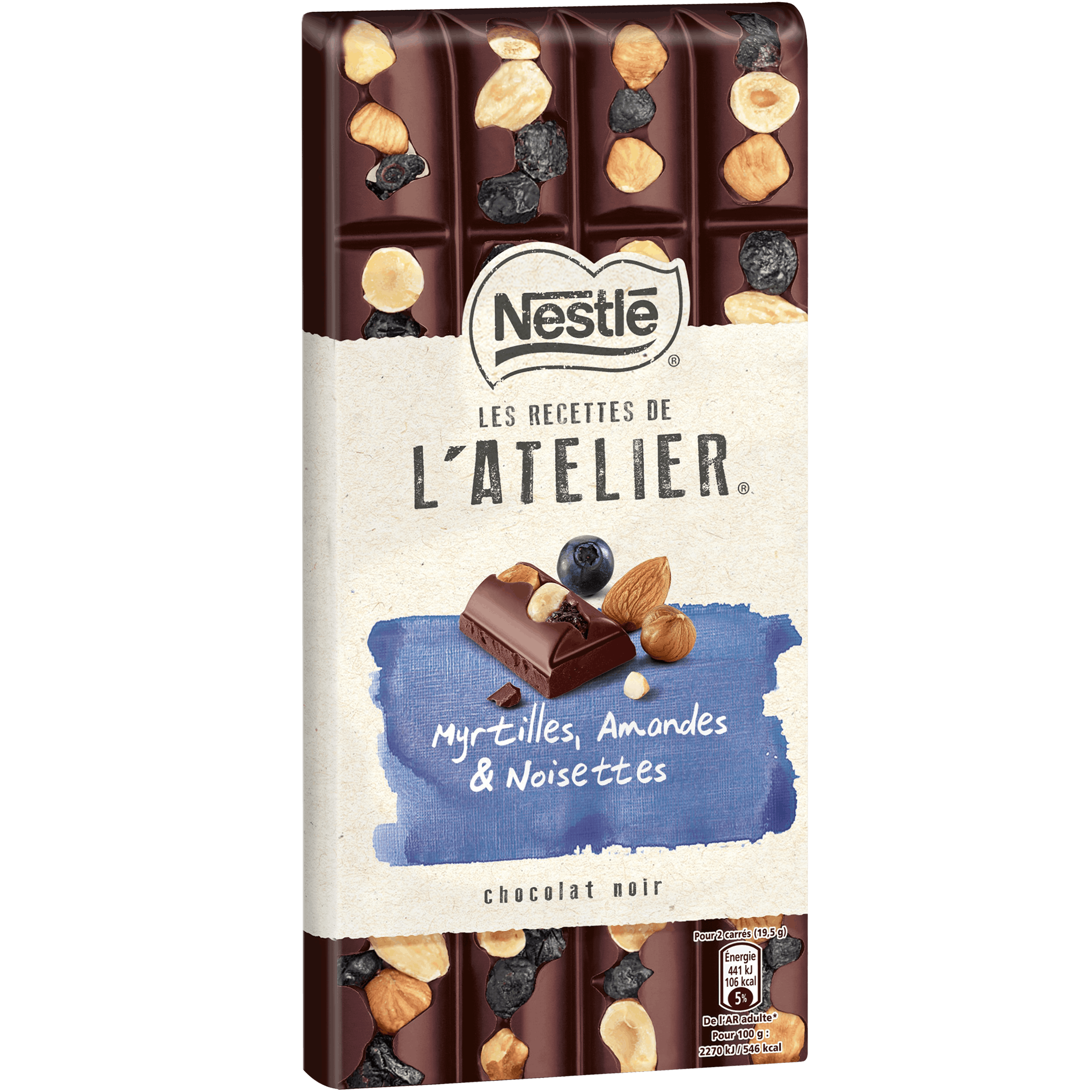 NESTLE - CHOCOLAT NOIR MYRTILLES, AMANDES ET NOISETTES 170g