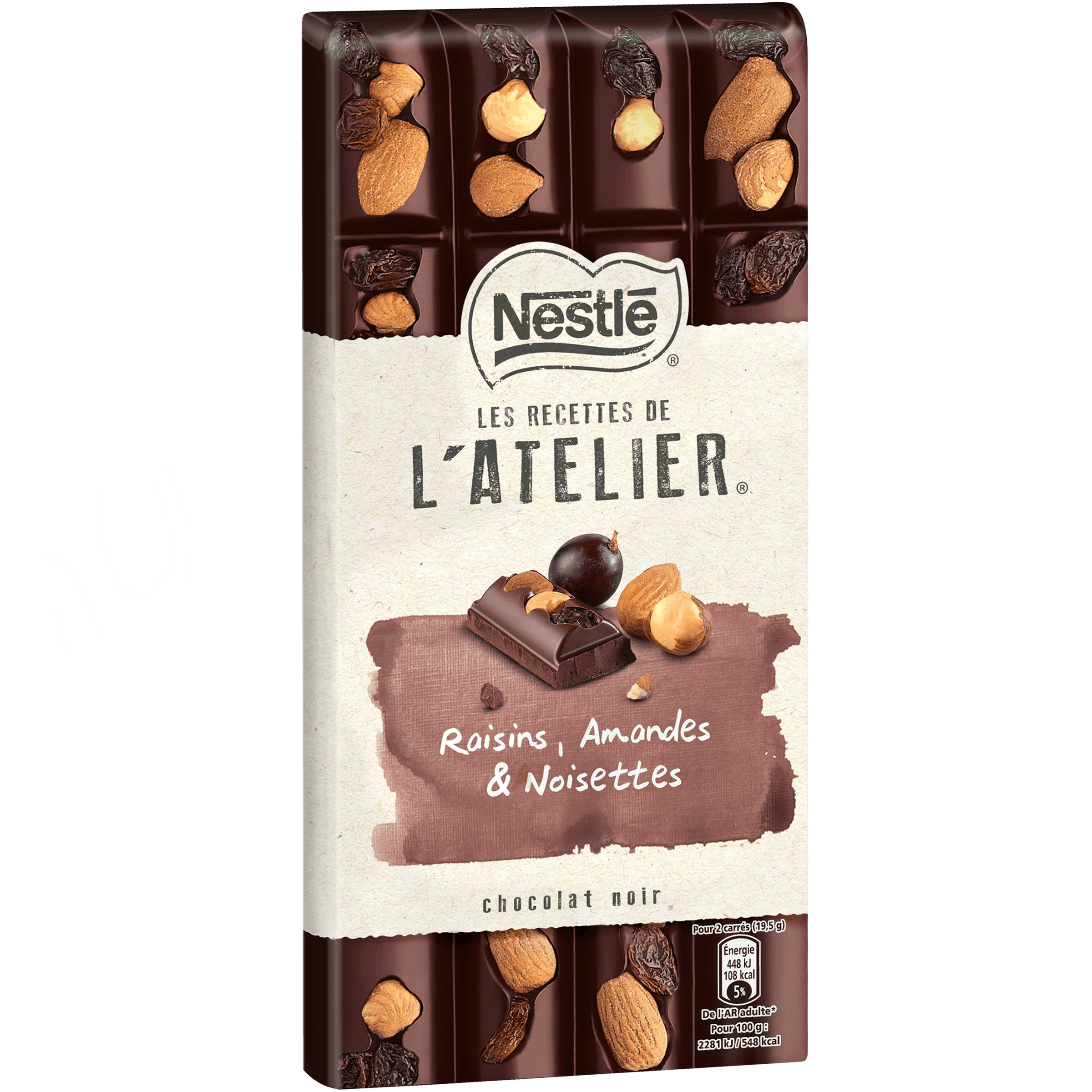 NESTLE - CHOCOLAT NOIR RAISINS, AMANDES ET NOISETTES 170g