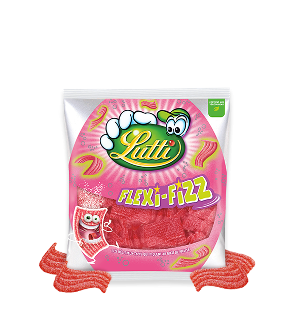 LUTTI - BONBON FLEXI-FIZZ GOÛT FRAISE Sachet de 225g
