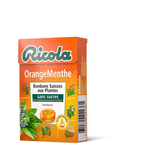 RICOLA - BONBON ORANGE MENTHE SANS SUCRE Boite de 50g