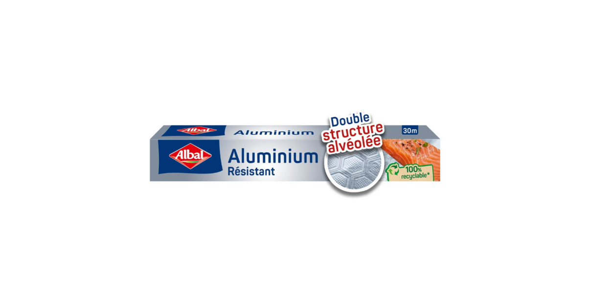 Albal Papier Aluminium 20m - Résistant Chaleur Et Froid Pour Cuisson Conservation