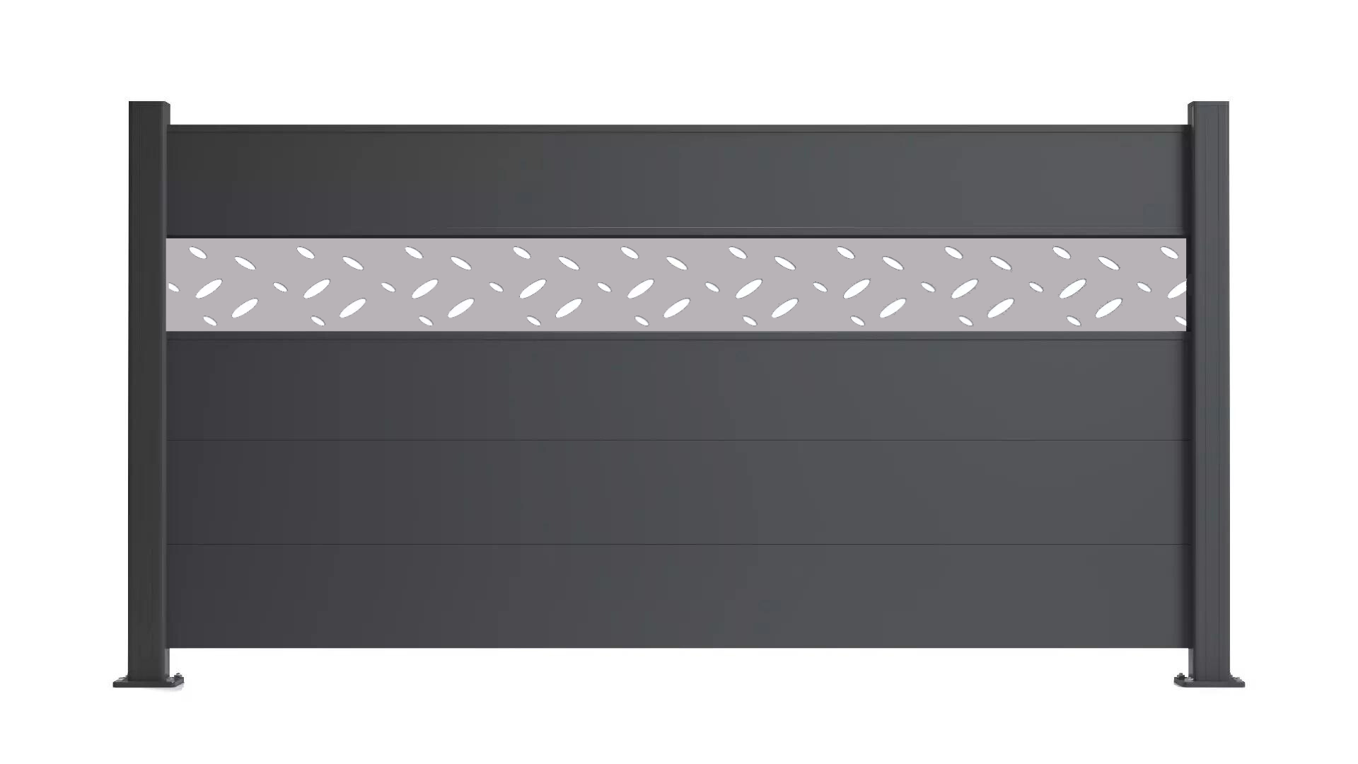 Kit clôture aluminium Gris 7016 avec lames déco Bulle anodisée - Pose en scellement