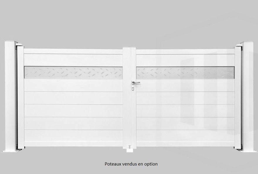 Portail aluminium Blanc - modèle BERTONE Hauteur 160 cm
