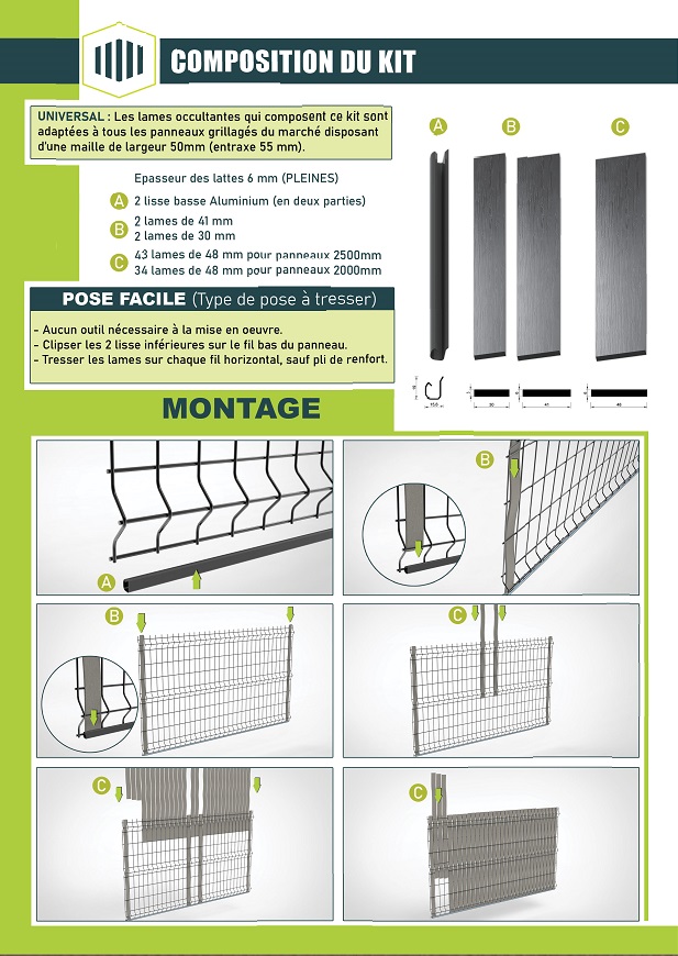 montage occultant PVC expansé