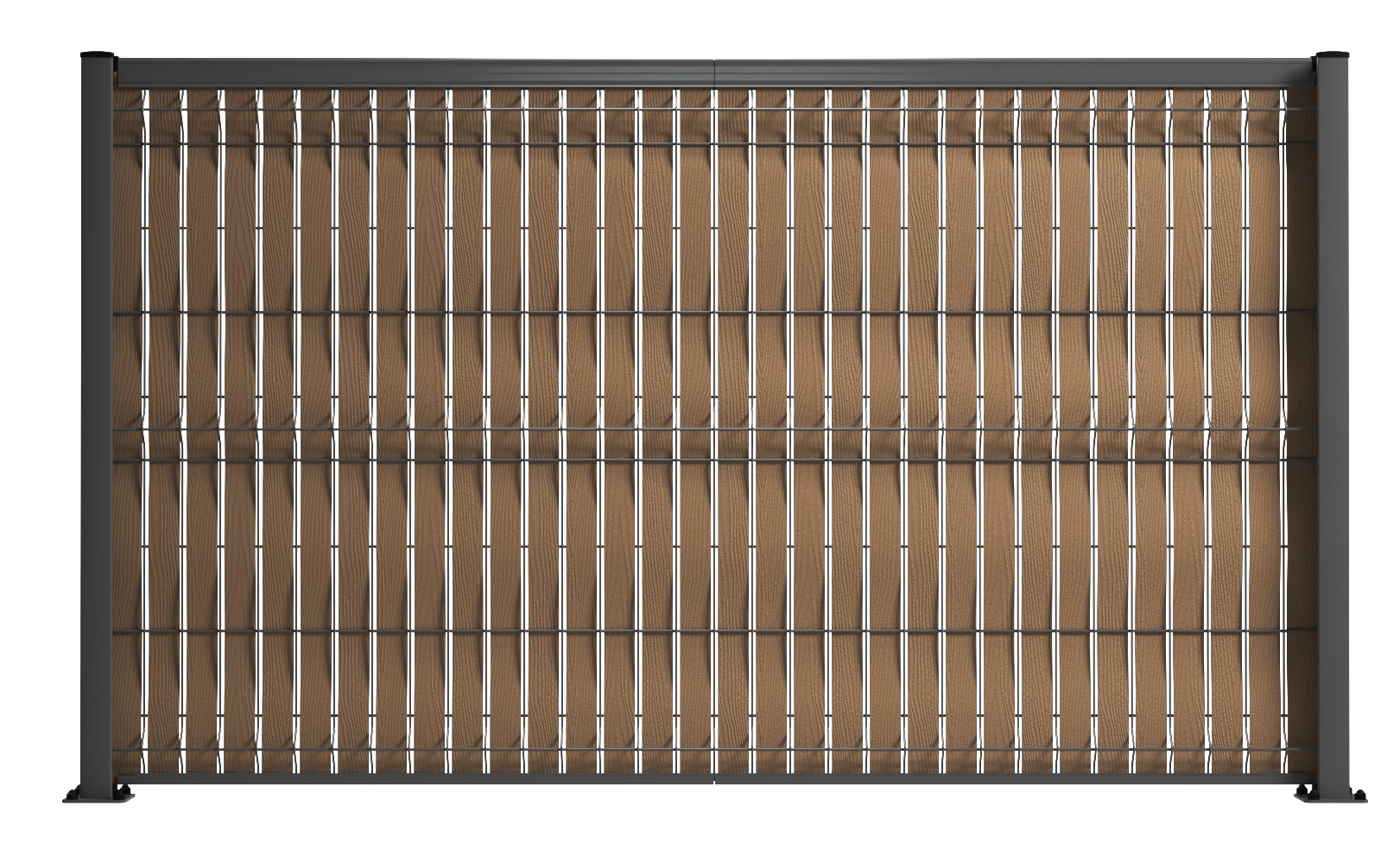 Brise vue en bois composite TECK 3D Wood avec profilés aluminium pour panneau rigide LG MEDIUM